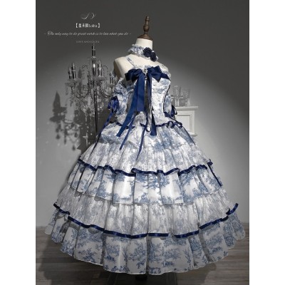 Xing Weimian Rain On Celadon Short and Long JSK with Detachable Puff Sleeves(1st Pre-Order/Full Payment Without Shipping)